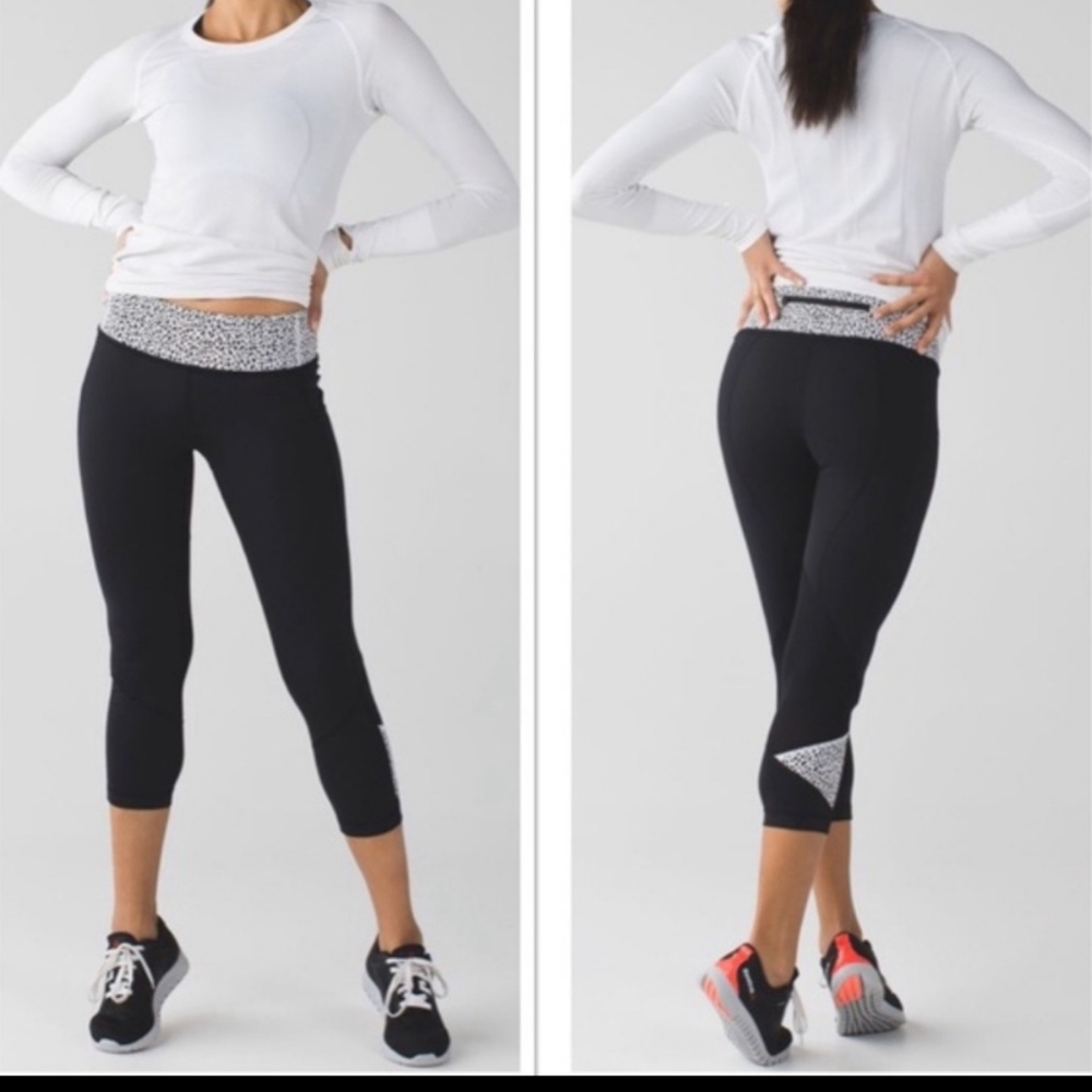 Lululemon Pace Rival Crop Black / Miss Mosaic Black Legging